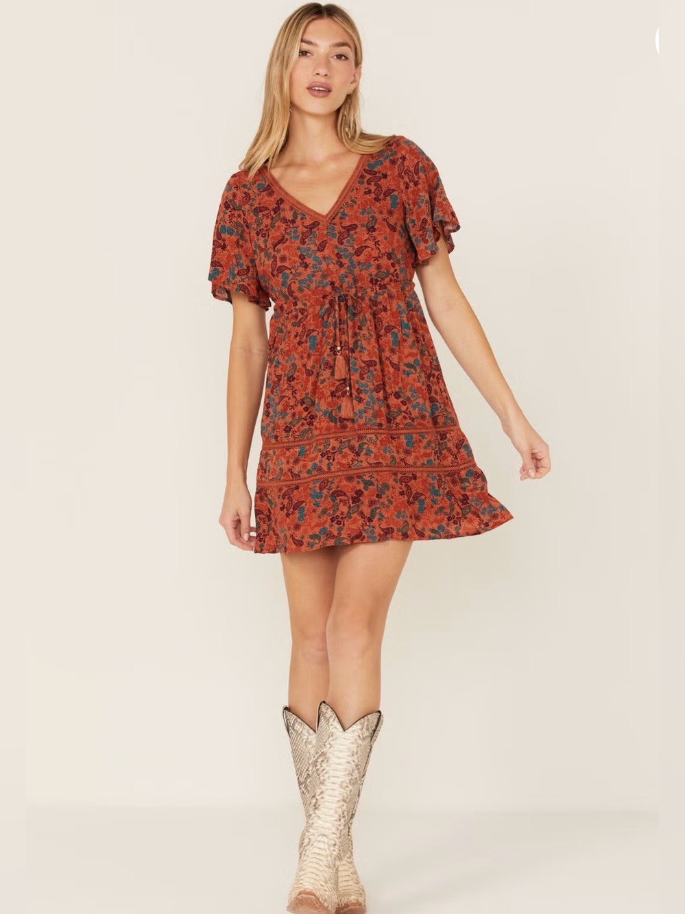 IDYLLWIND WOMEN'S BLOSSOM COURT SHORT SLEEVE MINI DRESSED